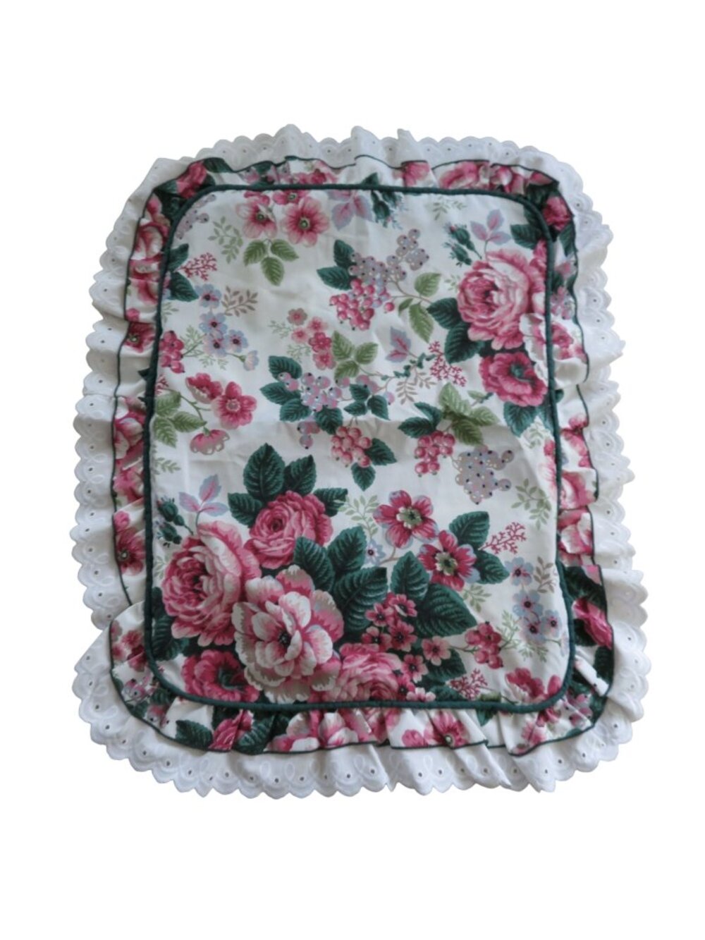 Vintage Waverly Pleasant Valley Floral Pillow Sham Ruffled Eyelet Trim Standard